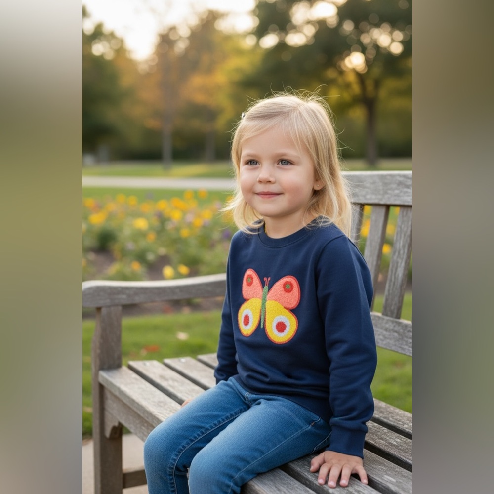 Kids Long Sleeve Shirt with Butterfly Design